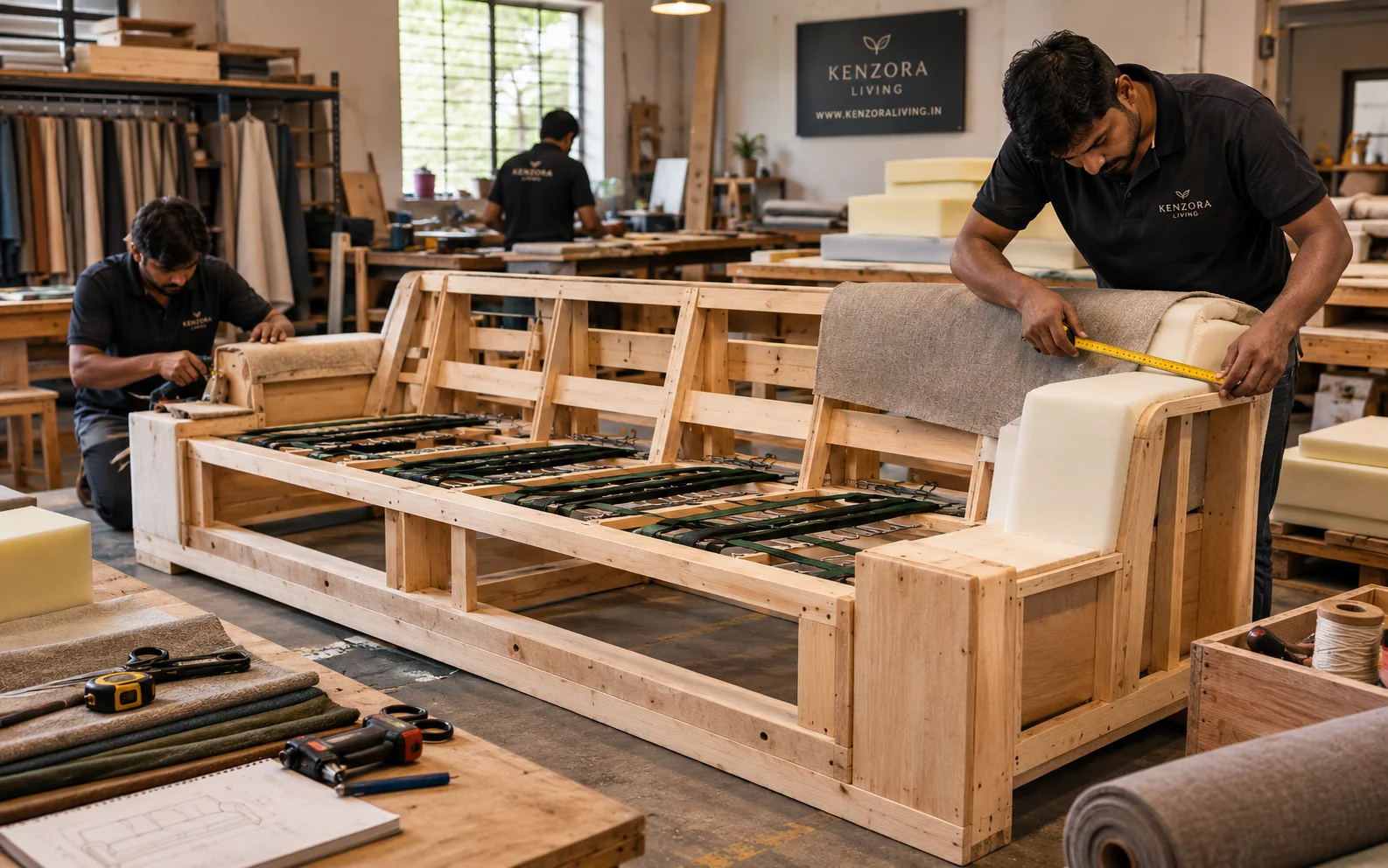 Custom Sofa Manufacturing by Kenzora Living in Shivamogga