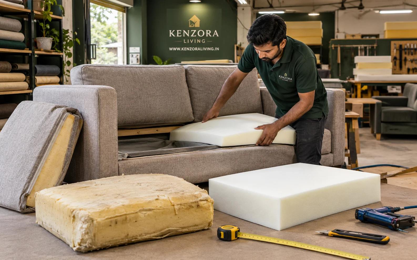 Sofa Cushion and Foam Replacement Service by Kenzora Living in Shivamogga